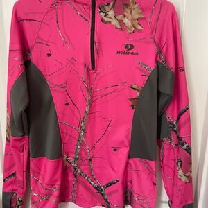 Mossy Oak pink camo long sleeve hunting top/ pullover size M